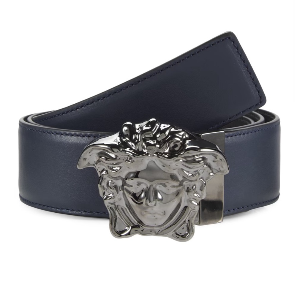 Versace Medusa Head Plaque Reversible Leather Belt
